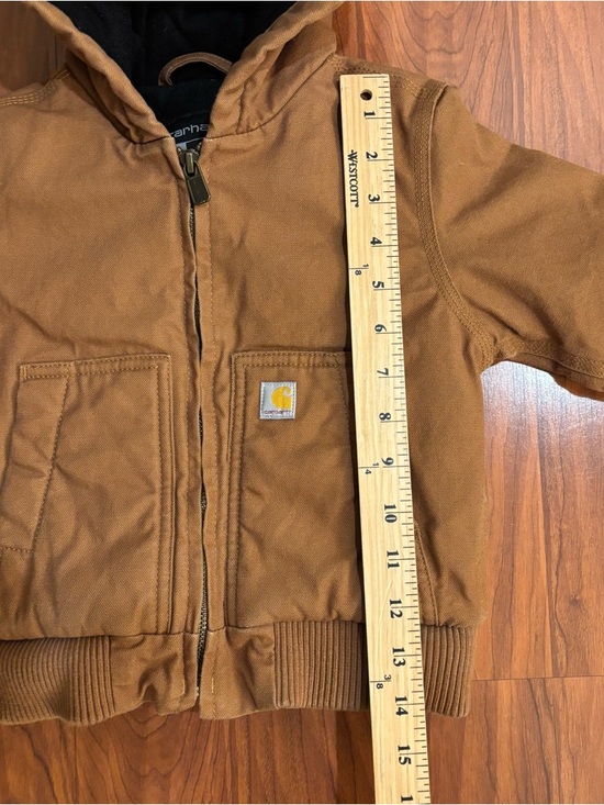 Carhartt Quilted Duck Jacket Logo Patch Boys 2T Brown Tan - Picture 4 of 8